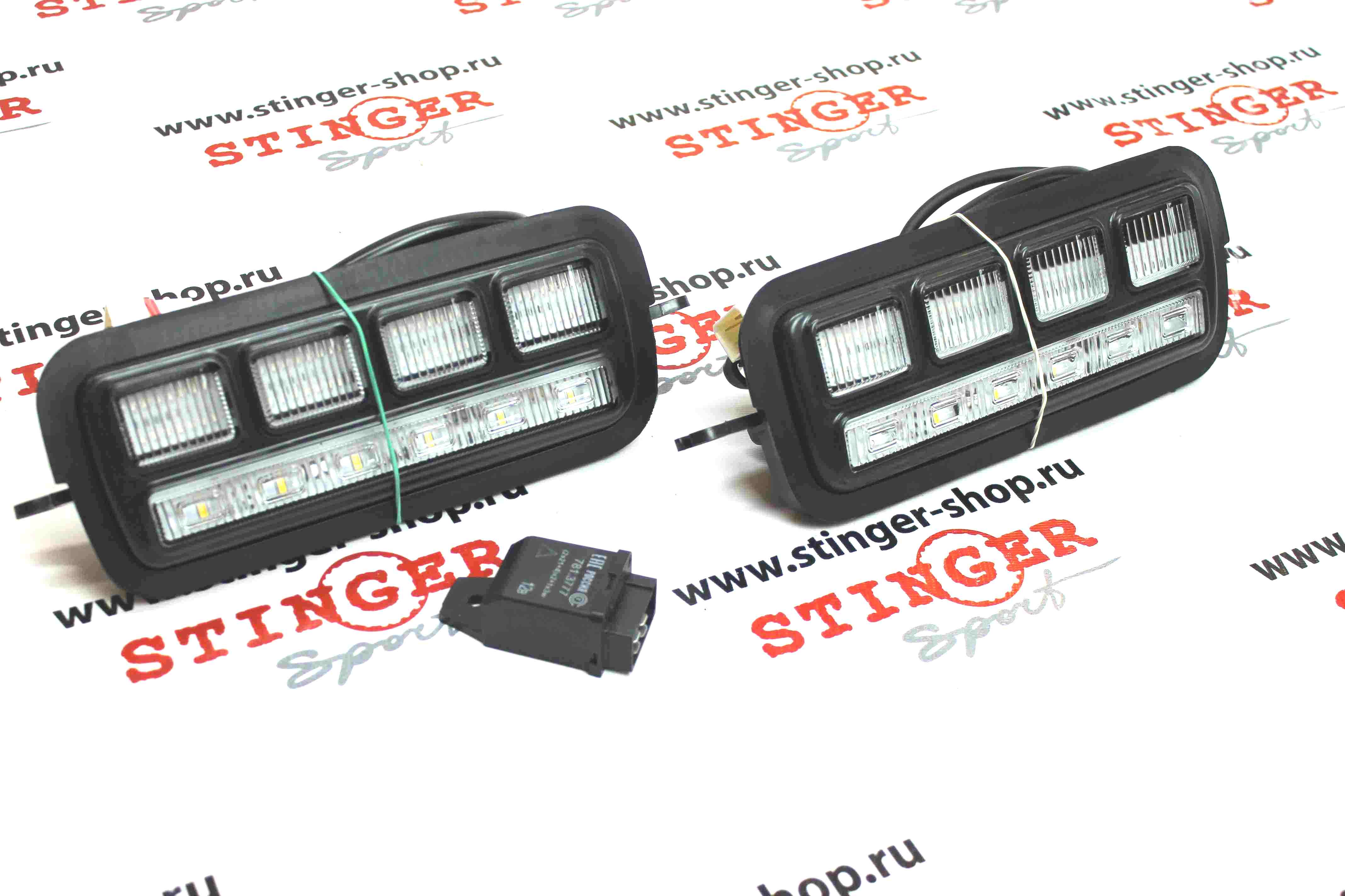 Подфарники LED светодиодные с ДХО и динамическим поворотником (вариант2) на Ниву 21213, 21214, 2131