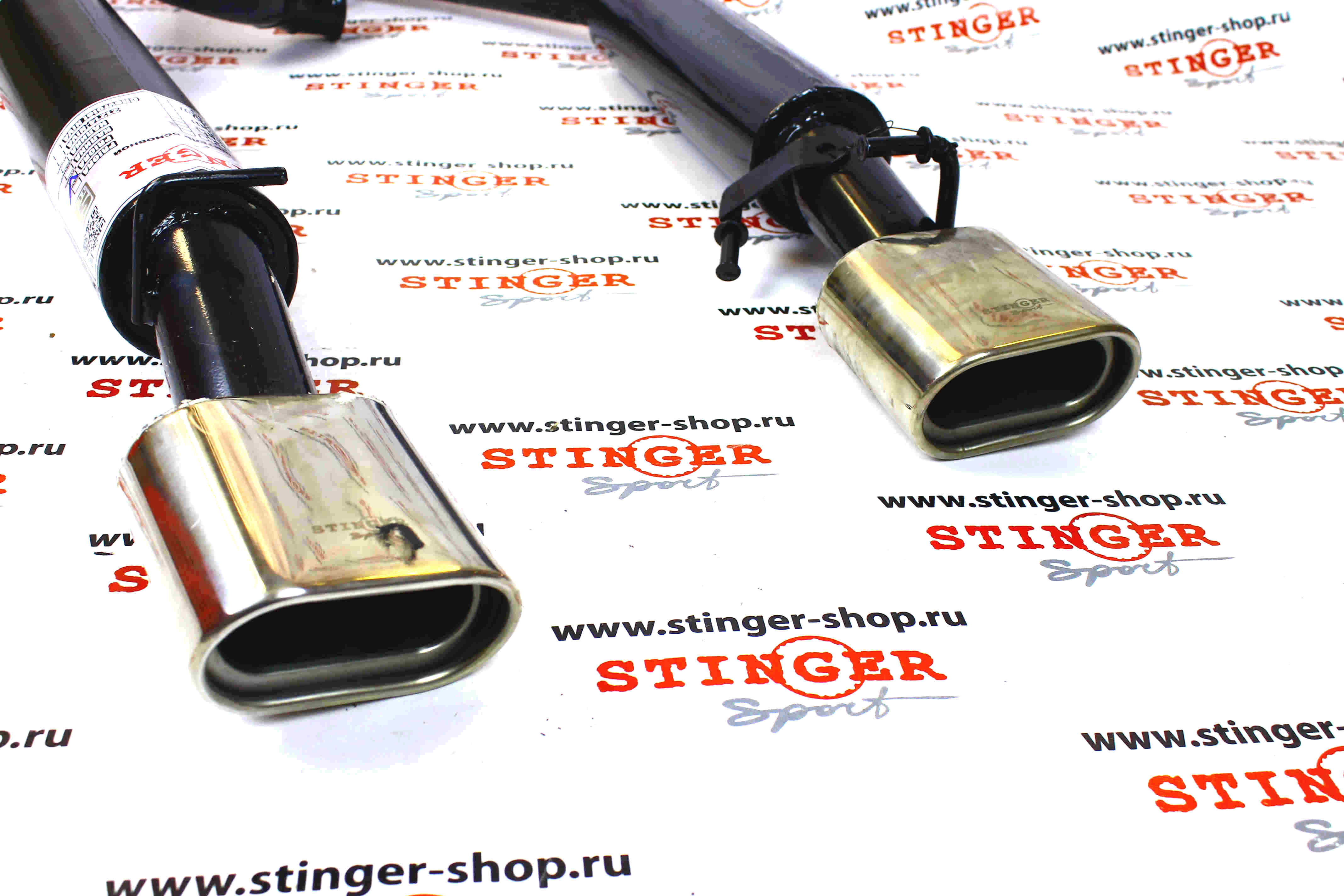 Глушитель основной "Stinger Sport" для а/м ВАЗ 2172 Приора хетчбэк раздвоенный с насадками. Фото �3