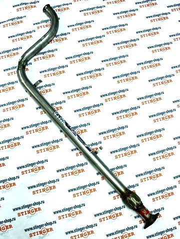 Резонатор (труба) "Stinger Sport" для а/м ВАЗ 2113-15 (под паук) с гофрой (нержавеющая сталь)